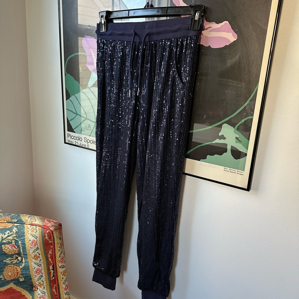 Saints & Hearts Navy Sequin Joggers Size Small